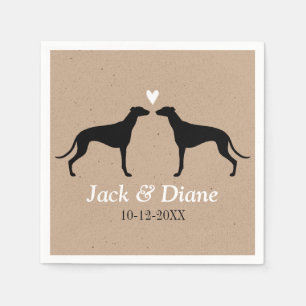 Greyhounds Wedding Couple with Custom Text Paper Napkins
