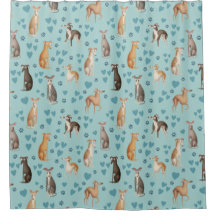 Greyhounds with hearts and paw prints