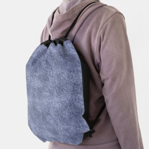 Greyish Blue Denim Pattern Drawstring Bag