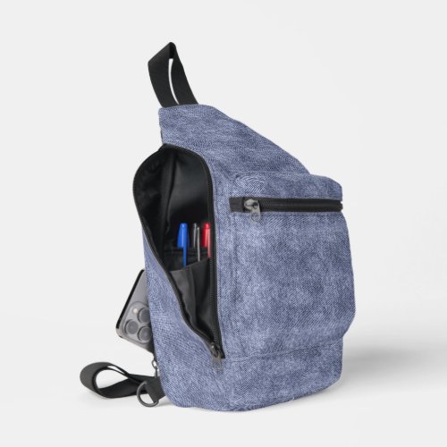 Greyish Blue Denim Pattern Sling Bag