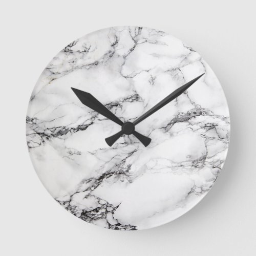 Greyish White Marble Round Clock