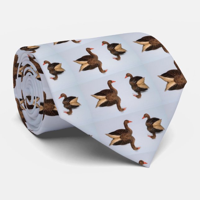 Greylag goose geese neck tie (Rolled)