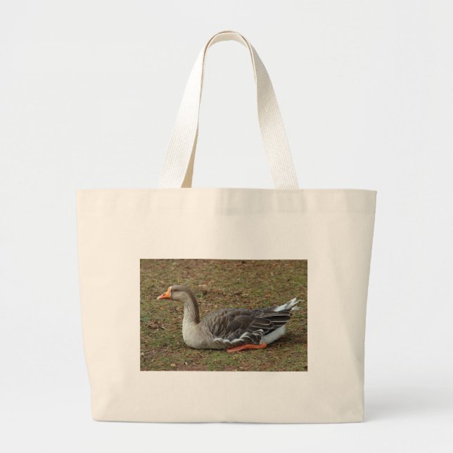 Greylag Swan Goose Cross Large Tote Bag (Front)