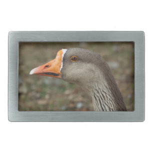 Greylag Swan Goose Cross Rectangular Belt Buckle