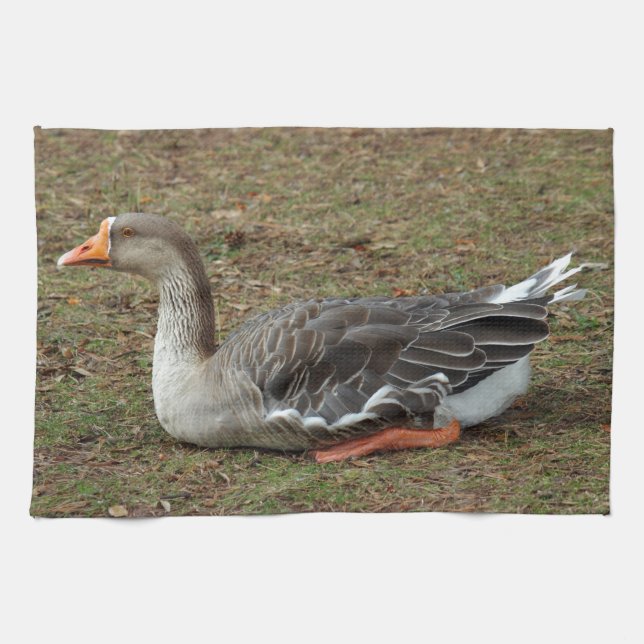 Greylag Swan Goose Cross Towel (Horizontal)