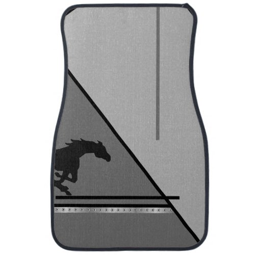 Greys wBlack Horse and Stripes on  Car Floor Mat
