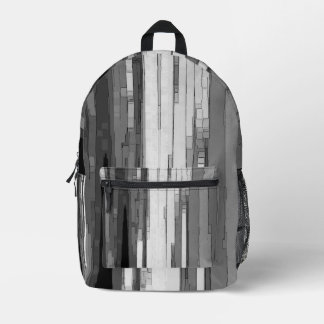 Greyscale Abstract B&W Art Printed Backpack