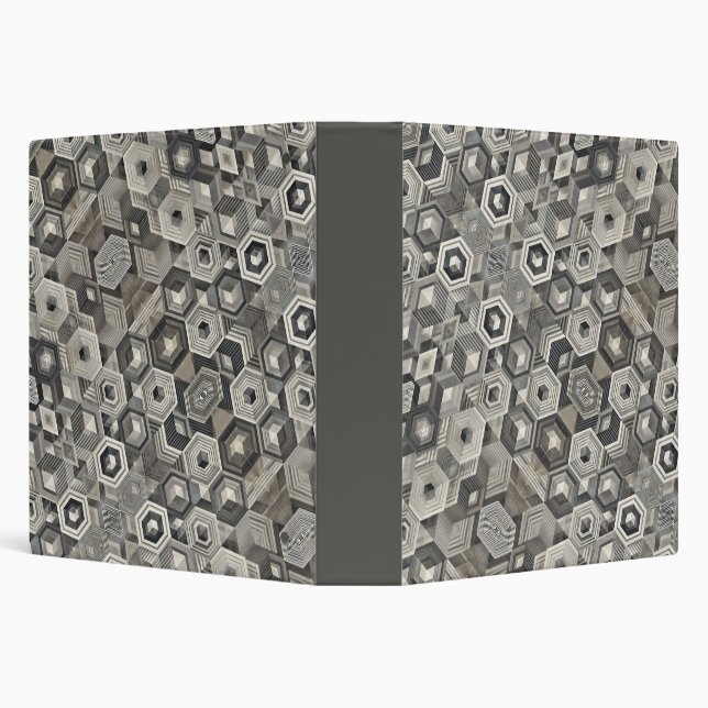 Greyscale Geometrics 3 Ring Binder (Background)