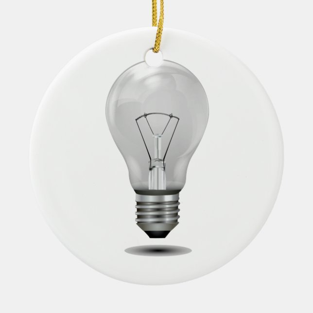 greyscale lightbulb graphic realistic.png ceramic ornament (Front)
