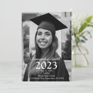 Greyscale Photo Graduation Announcement