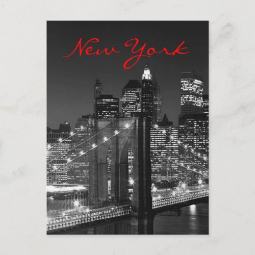 Greyscale Red New York Script Post Card
