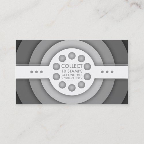 greyscale retro loyalty stamp card business card