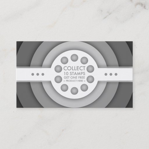 Customizable greyscale retro loyalty stamp card business card