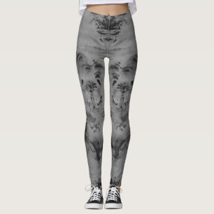 Greyscale Tiger and Bamboo 18th Century Leggings