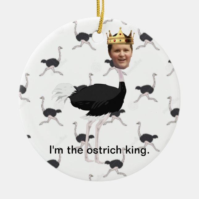 Greyson ostrich king Christmas ornament (Front)