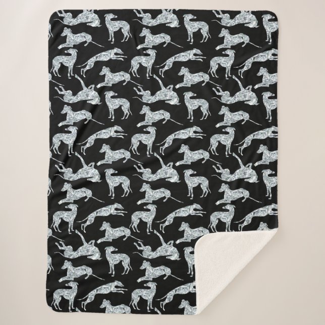 Greyt Diamond Greyhounds Sherpa Blanket (Front)