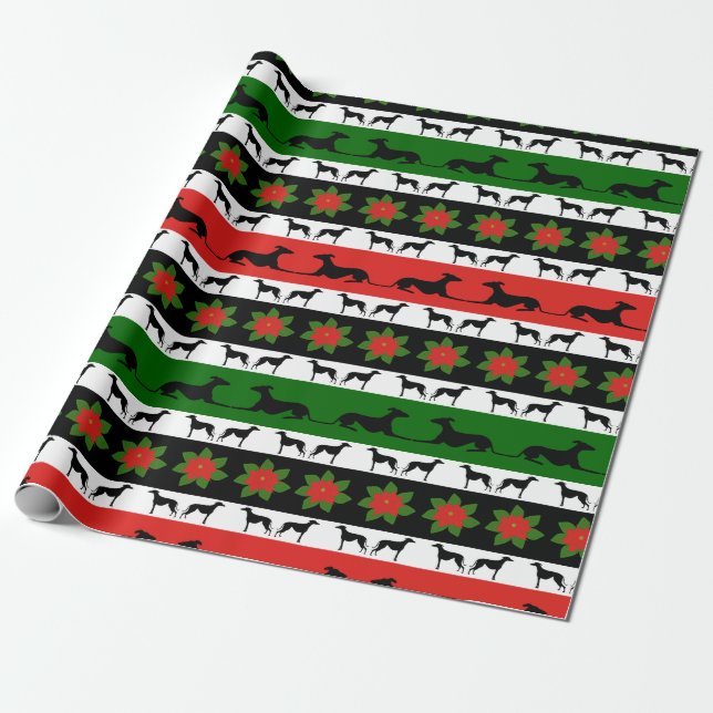 Greyt Greyhound Christmas Wrapping Paper (Unrolled)