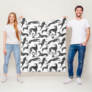 Greyt Greyhound Marble Silhouettes Fleece Blanket