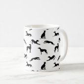 Greyt Greyhound Silhouettes - Black on White Coffee Mug (Front Right)