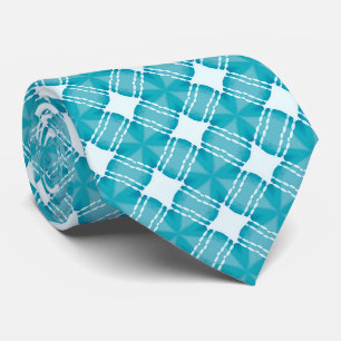 Grid and Stars Gingham Blue Neck Tie