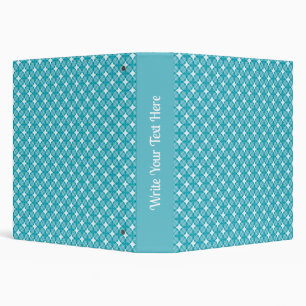Grid and Stars Gingham pattern Blue White 3 Ring Binder