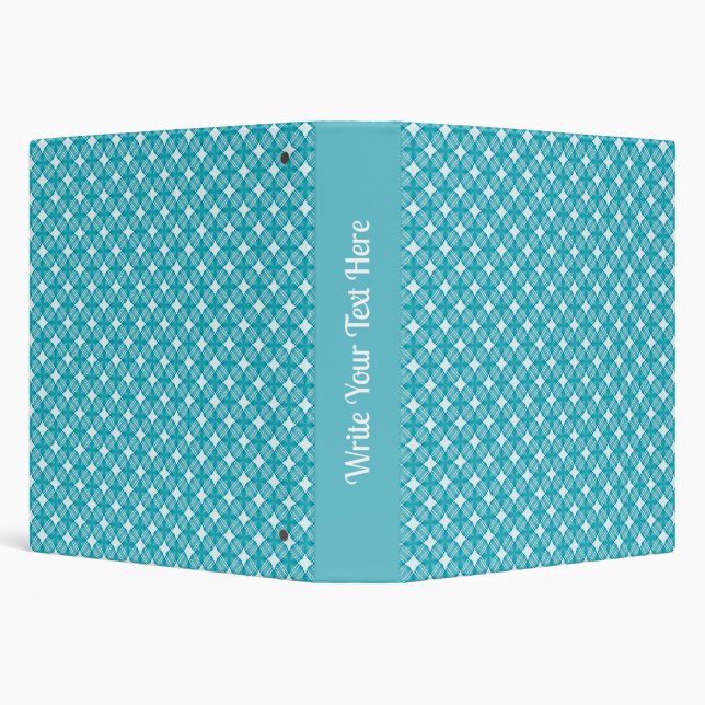 Grid and Stars Gingham pattern Blue White 3 Ring Binder (Background)