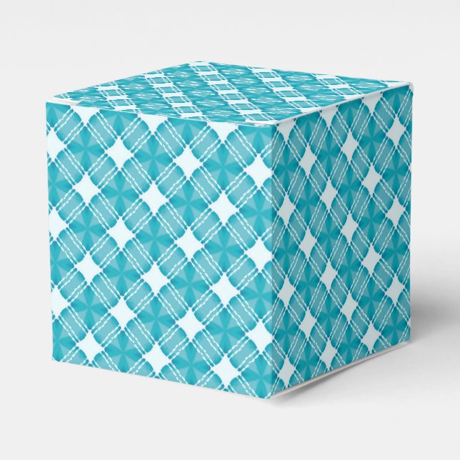 Grid and Stars Gingham Pattern Favor Boxes (Front Side)