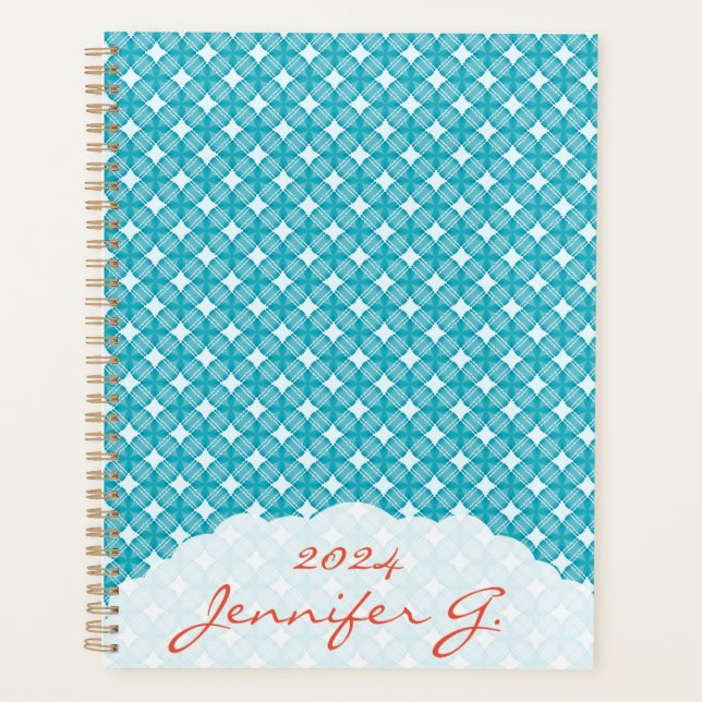 Grid and Stars Gingham Pattern Planner (Front)