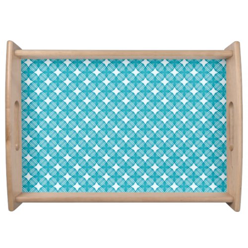 Grid and Stars Gingham Pattern Serving Tray