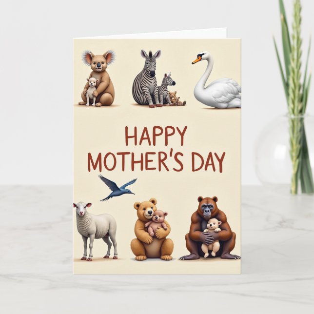 Grid Animal Mothers Day Card (Front)