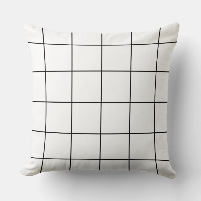 Grid Black and White Throw Pillow (Front)