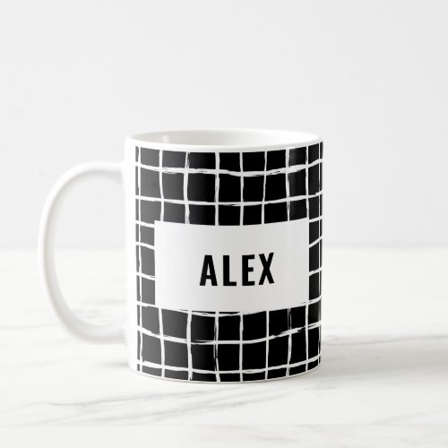 Grid black white 4 photo modern minimal abstract m coffee mug