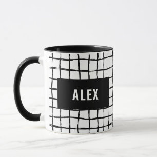 Grid black white 4 photo modern minimal abstract mug