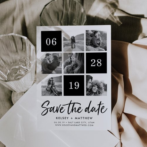 Grid Collage  Black and White Photo Save the Date