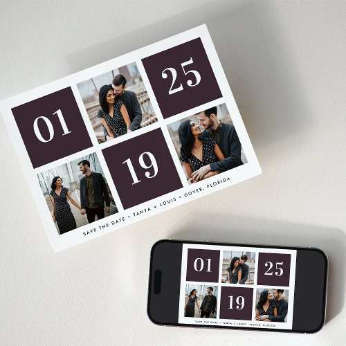 Grid Collage Multi Photo Wedding Save The Date