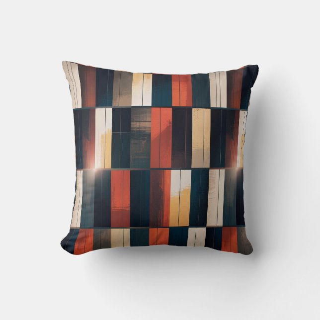 Grid Echo — Moody Geometric Throw Pillow (Front)