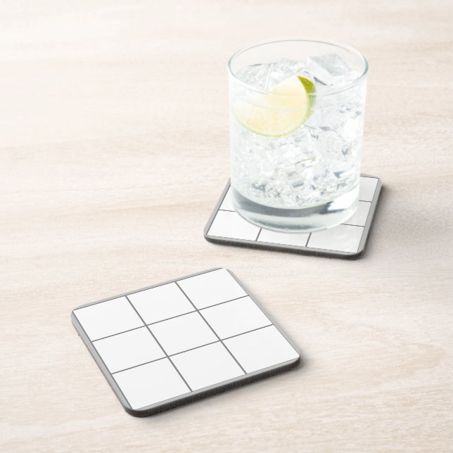 Grid Gray Beverage Coaster (Right Side)