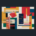 Grid Interruption Poster<br><div class="desc">This piece presents a structured yet chaotic tapestry of rectangles, bars, and linear segments, reminiscent of mid-century modernism and De Stijl principles, but with a more playful, deconstructed twist. Vertical and horizontal lines slice through bold blocks of mustard yellow, crimson red, forest green, navy, and black, while areas of densely...</div>