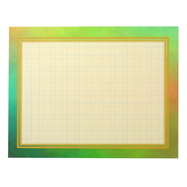 Grid Lined Green Plasma 8.5x11 Note Pad (Front)