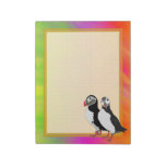 Grid Lined Puffin Pair Colorful 8.5x11 Note Pad at Zazzle