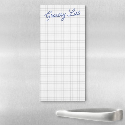 Grid Lines  Classic Script Grocery Shopping List  Magnetic Notepad
