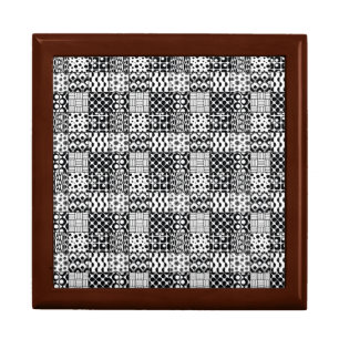 Grid of Black-and-White Geometric Patterns, 01 Gift Box