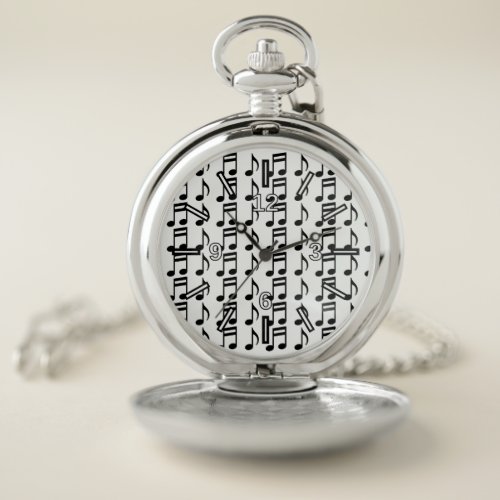 Grid of Musical Notes Pocket Watch