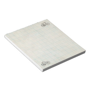 grid paper with vintage bicycles notepad