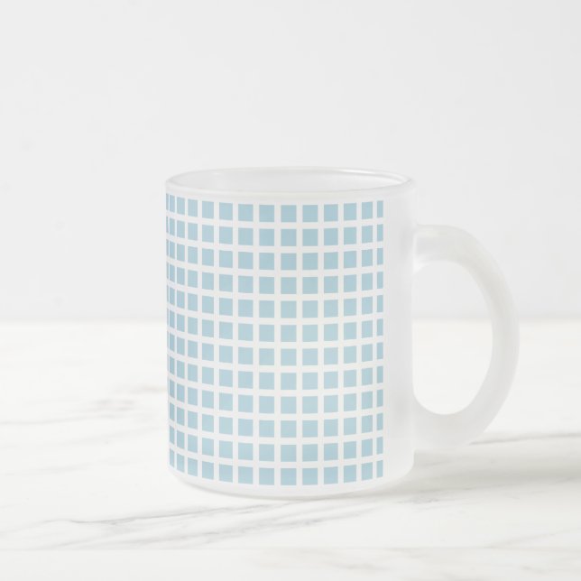 GRID : pastel blue Frosted Glass Coffee Mug (Right)