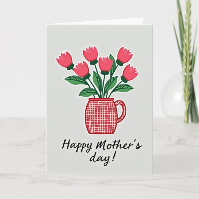 Grid Pattern Flower Card (Front)