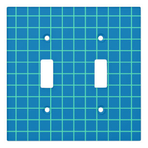 Grid Pattern in Blue and Mint Green Light Switch Cover