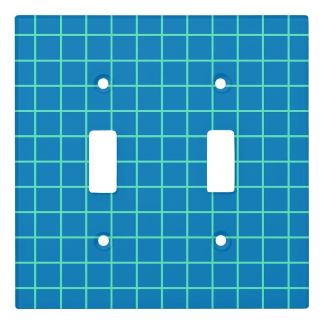 Grid Pattern in Blue and Mint Green Light Switch Cover (Front)