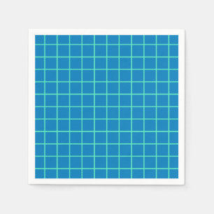 Grid Pattern in Blue and Mint Green Napkins