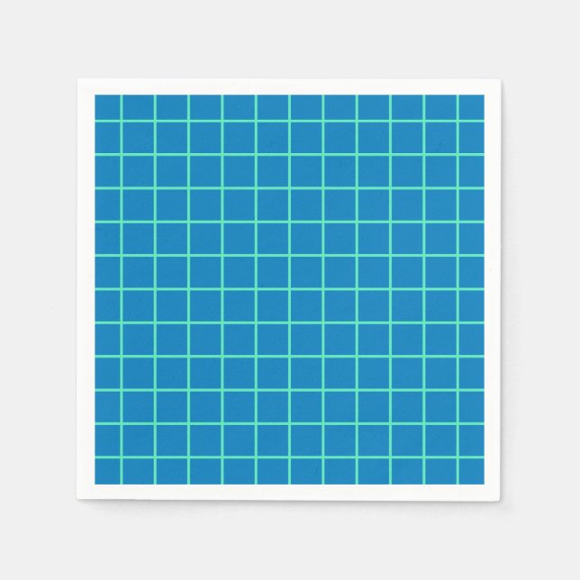 Grid Pattern in Blue and Mint Green Napkins (Front)